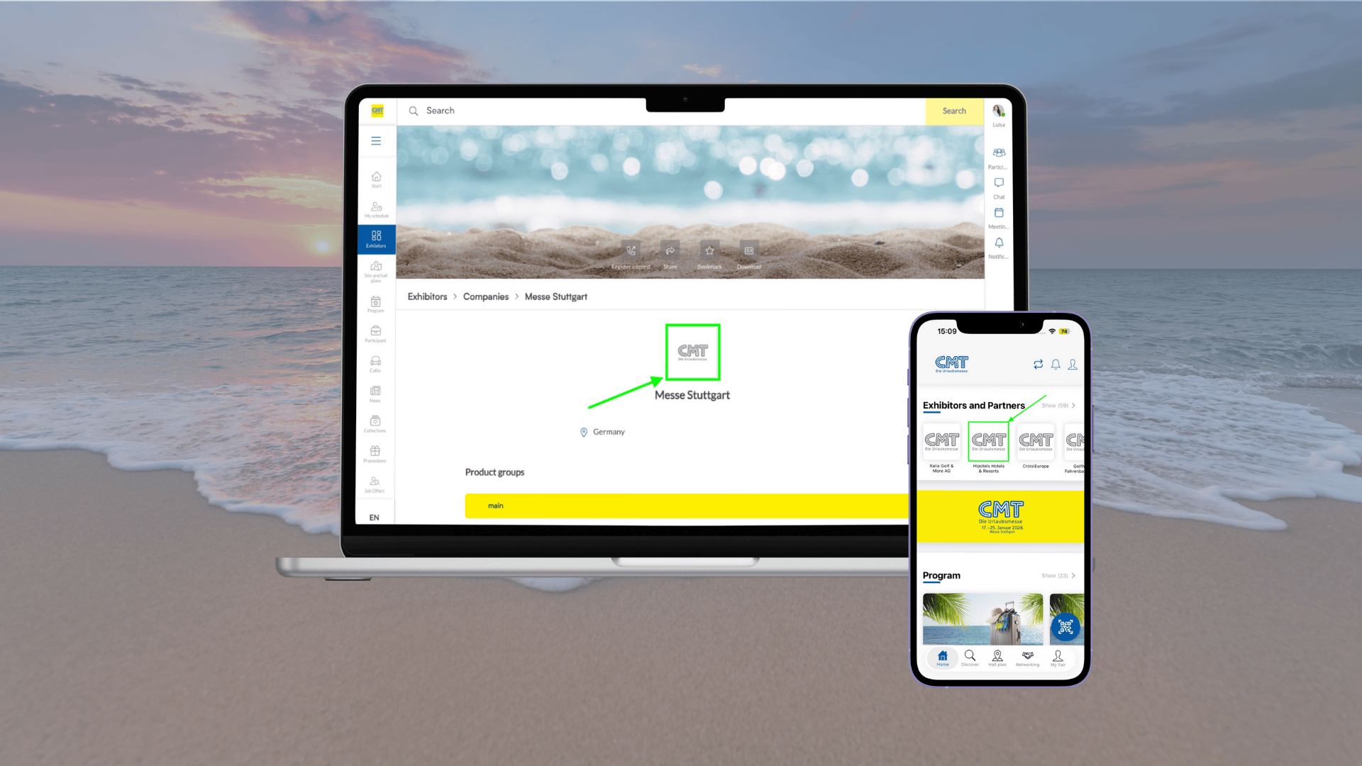 Exhibitor logo in digital directories