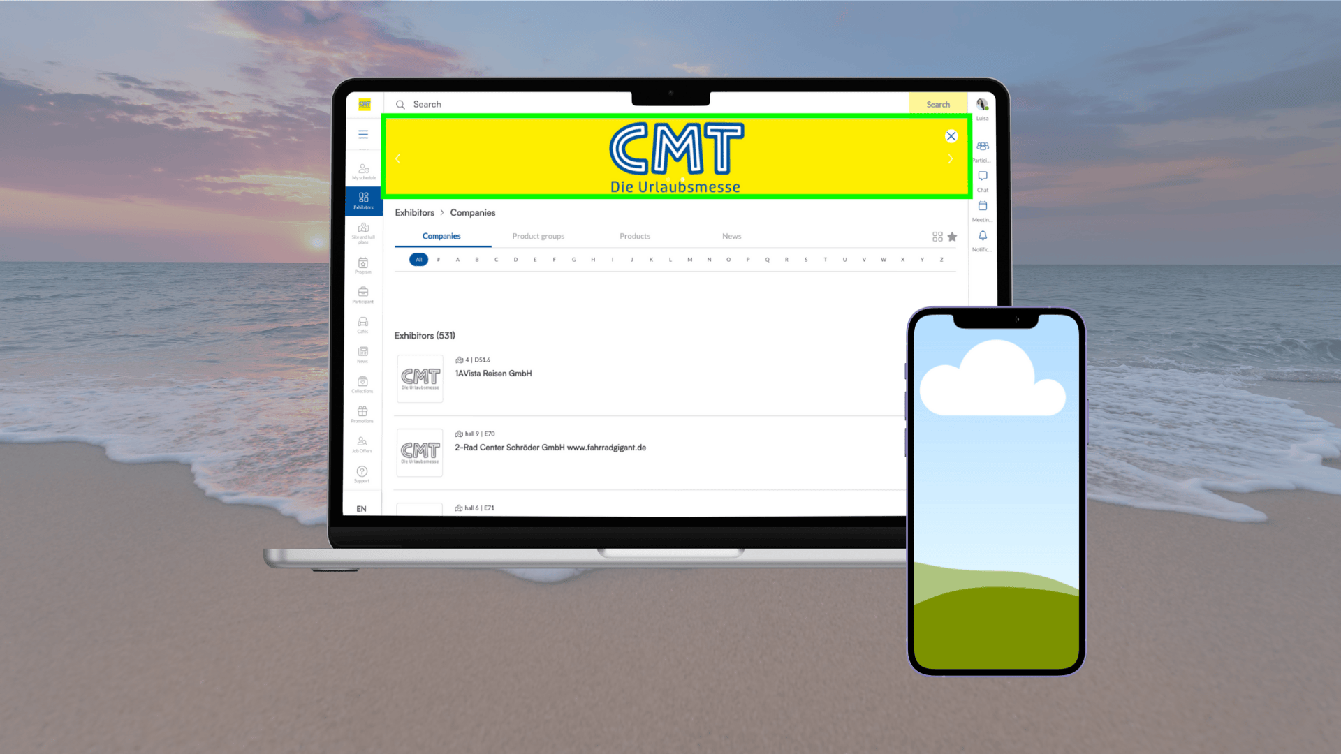 Banner on Homepage (exhibitor directory)